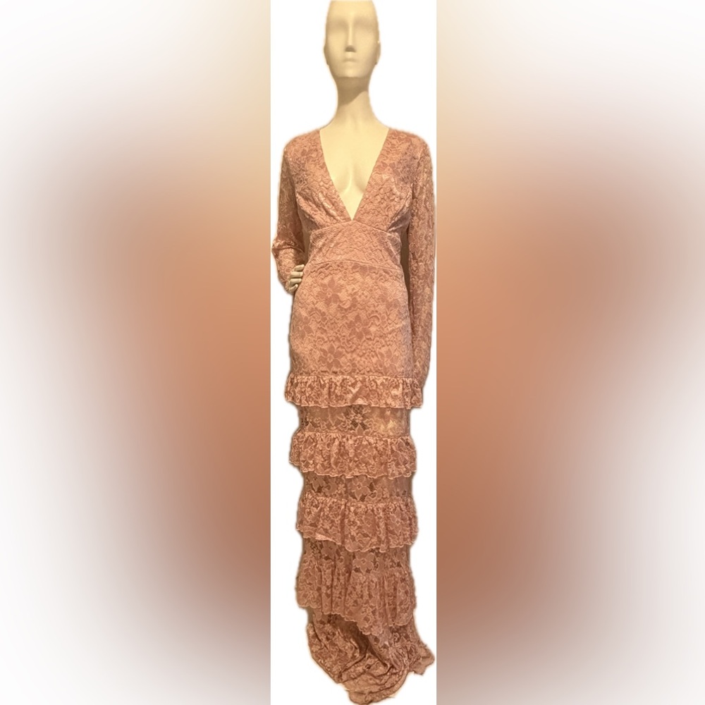 Rubber Ducky Productions, Inc. Pink Lace Maxi Dress